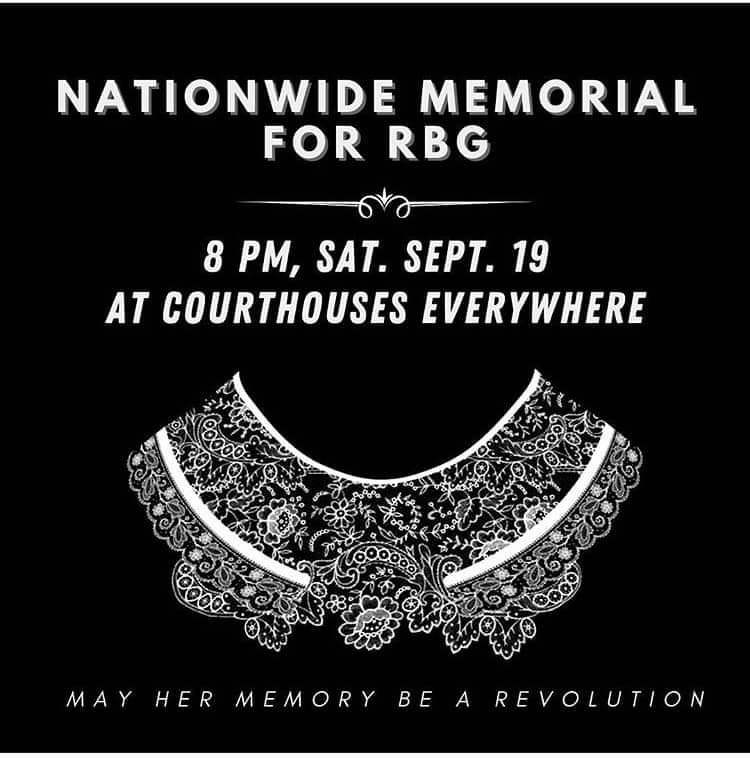 Image of an invitation to join a vigil at any US courthouse at 8pm on Saturday 9/19/2020